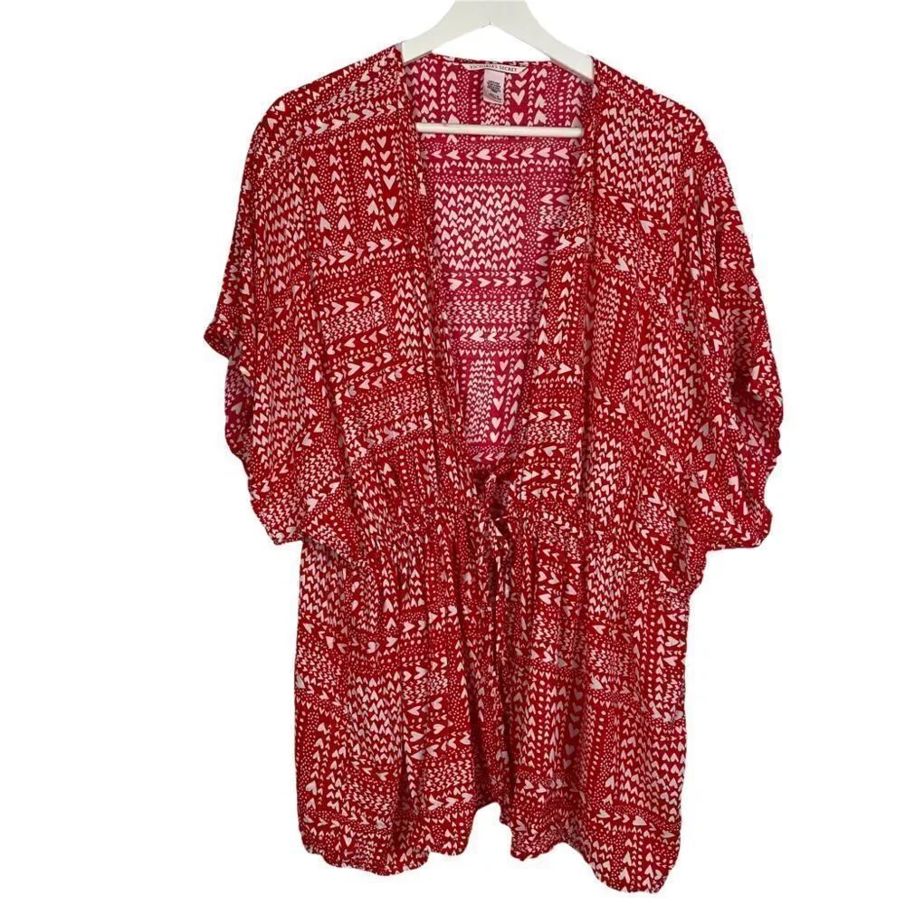 Victoria's Secret Red heart robe / Kimono One Size
